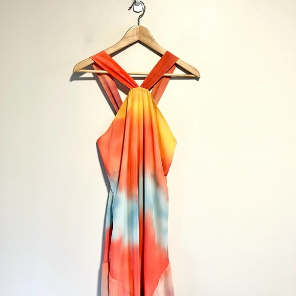 Sundance Maxi Dress Rainbow Sherbet Ombre Flowy Maxi Chiffon Halter BRAND NEW - Picture 10 of 10